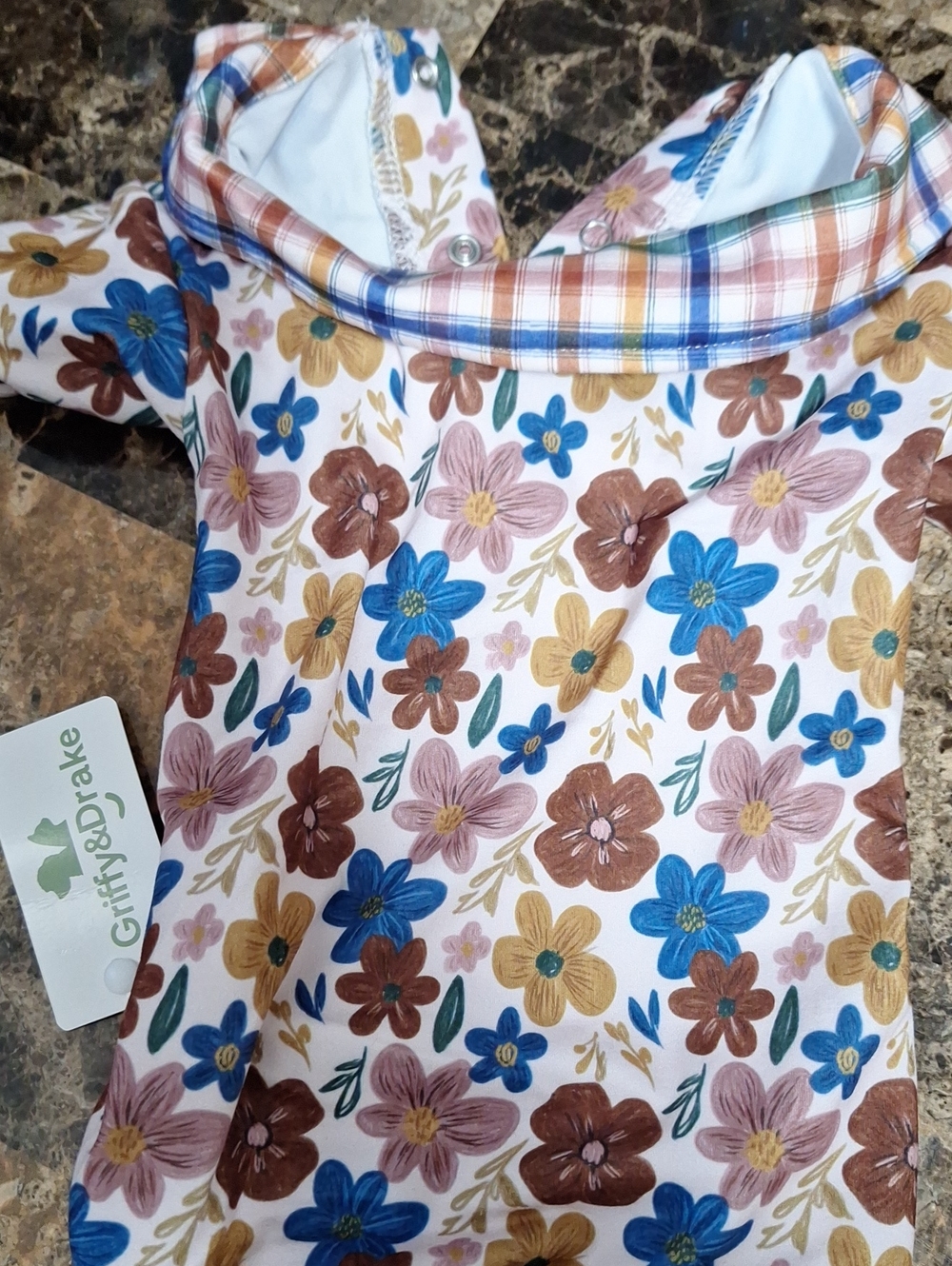 Floral Dog Collar Shirt - Blue, Brown, Pink, Yellow